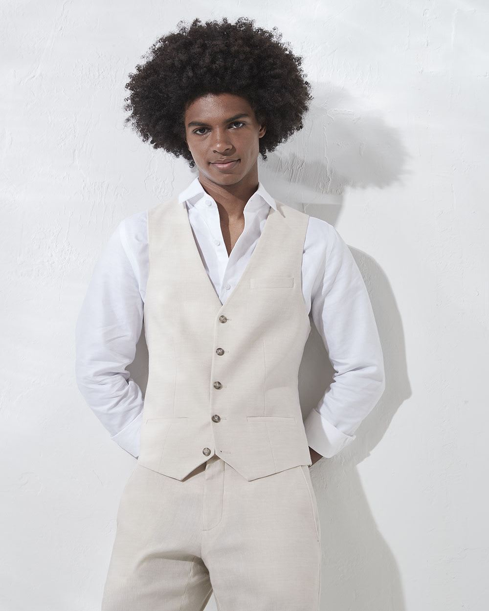 Stretch Linen Suit Vest