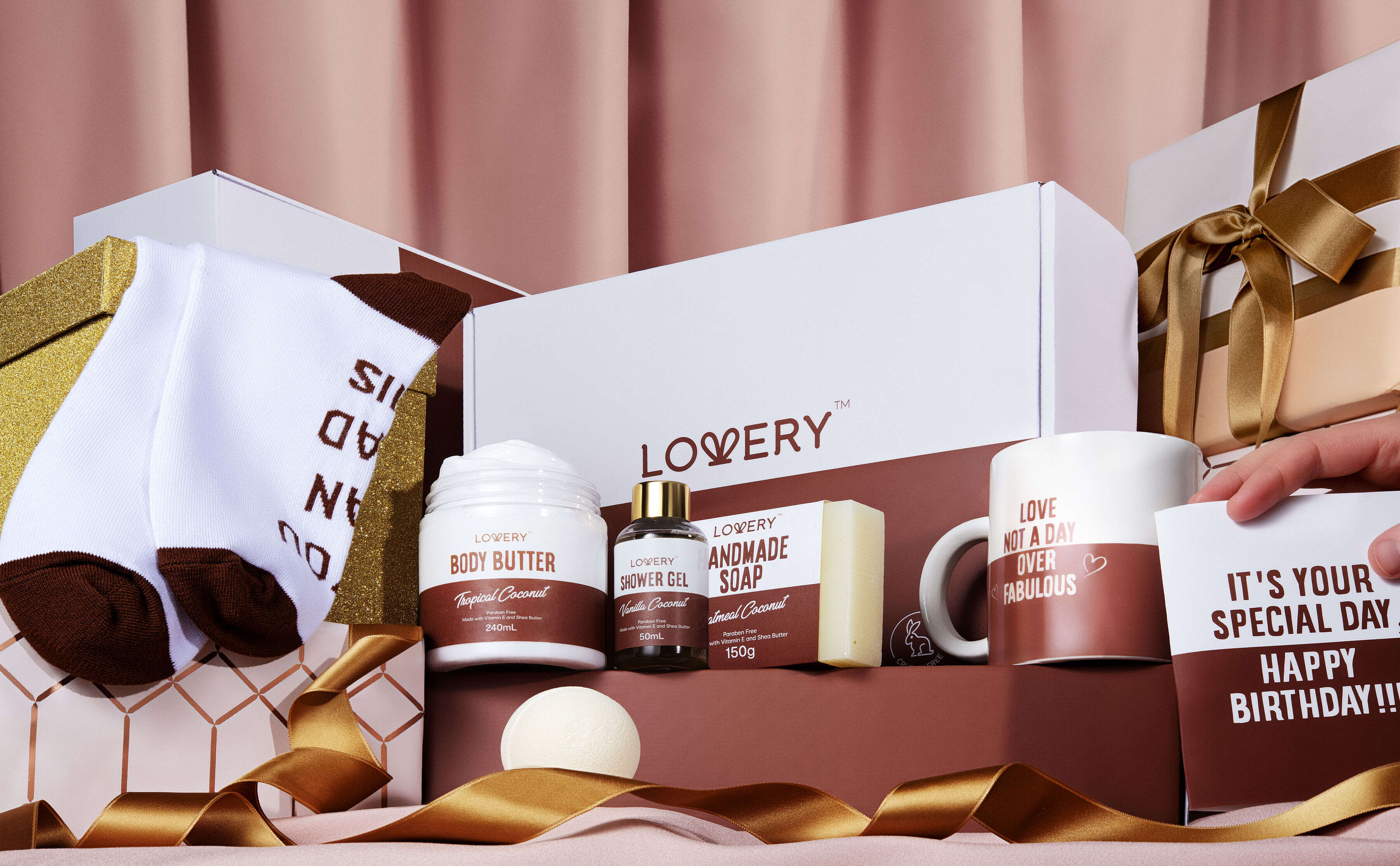 Lovery Happy Birthday Gift Box - Personalized Gifts - Relaxing Wine Tumbler And Spa Kit