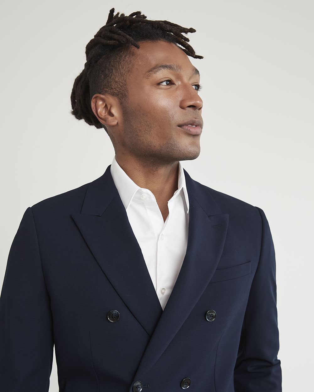 Tailored-Fit Double-Breasted Suit Blazer