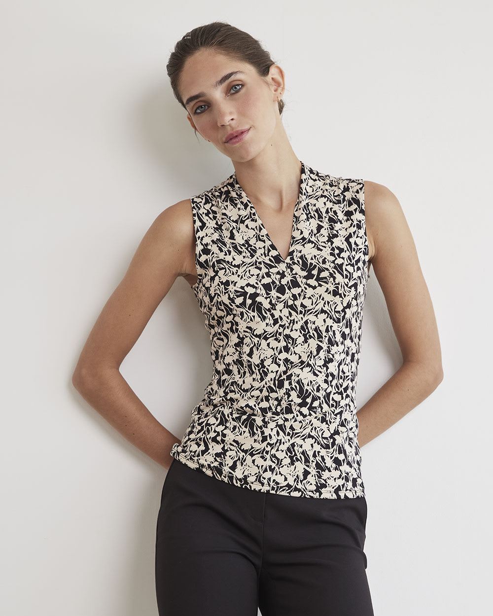 Fitted Sleeveless V-Neck T-Shirt