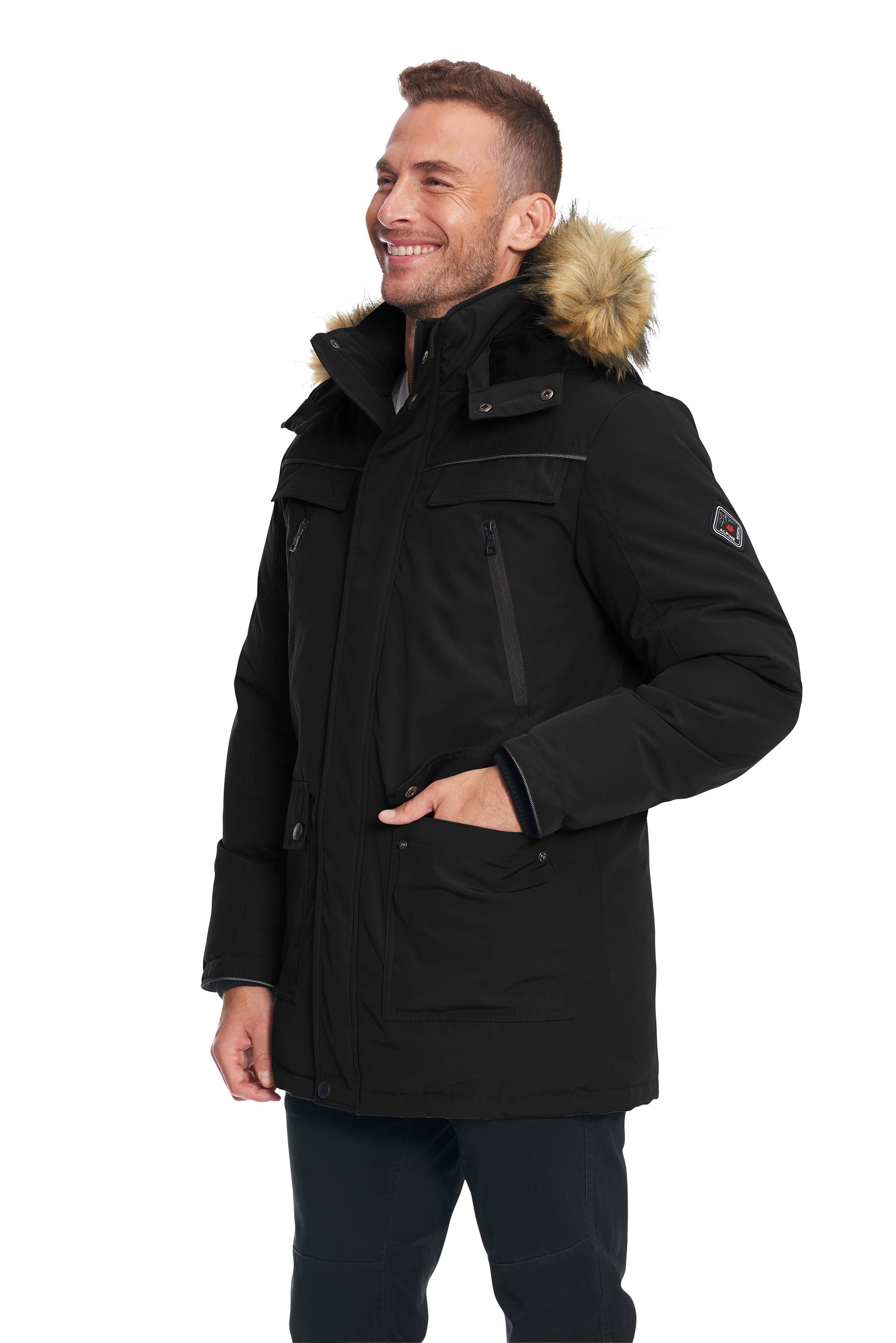 Alpine North Men's Vegan Down Winter Parka with Removable Faux Fur