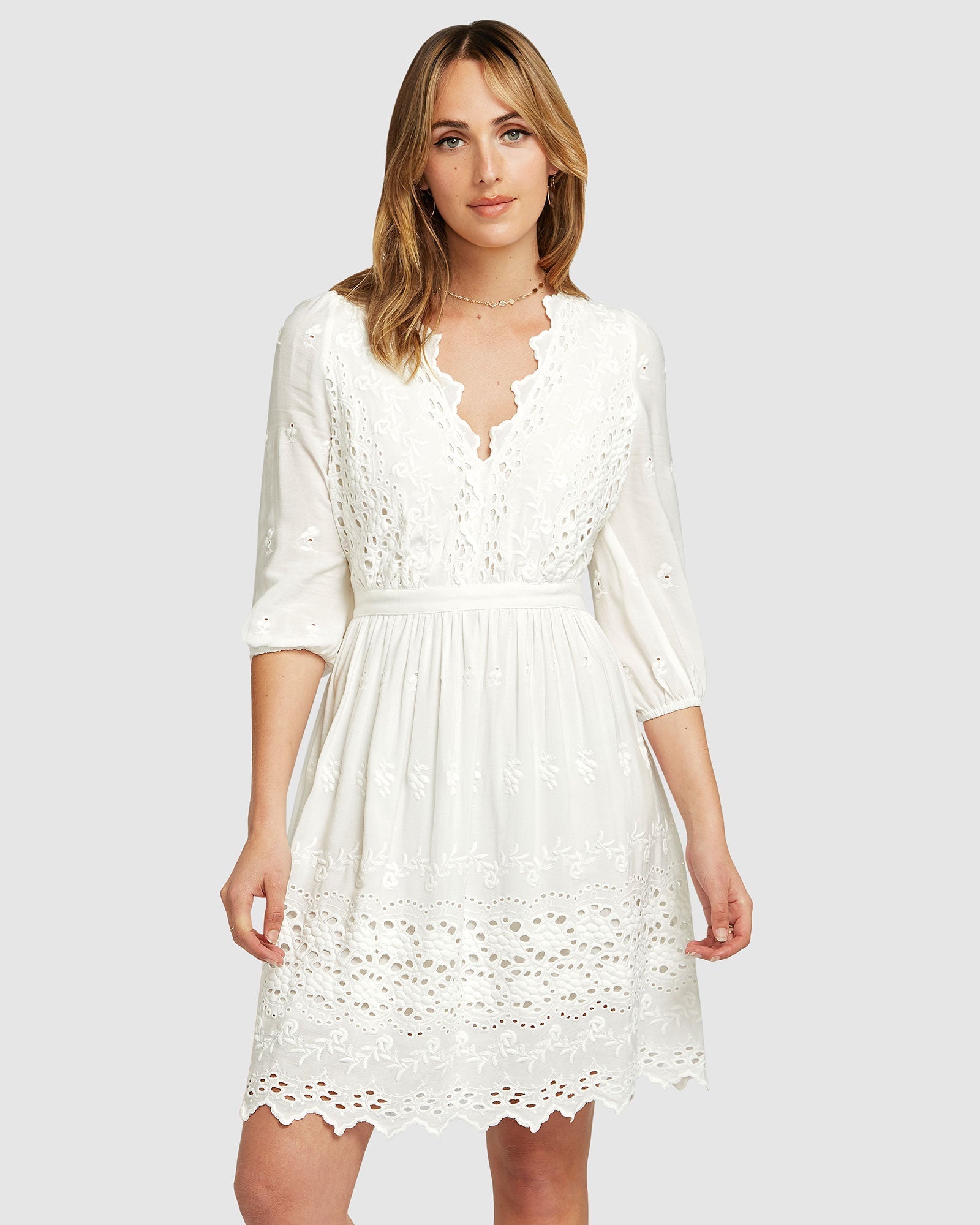 Belle & Bloom Sweet Talk Eyelet Mini Dress