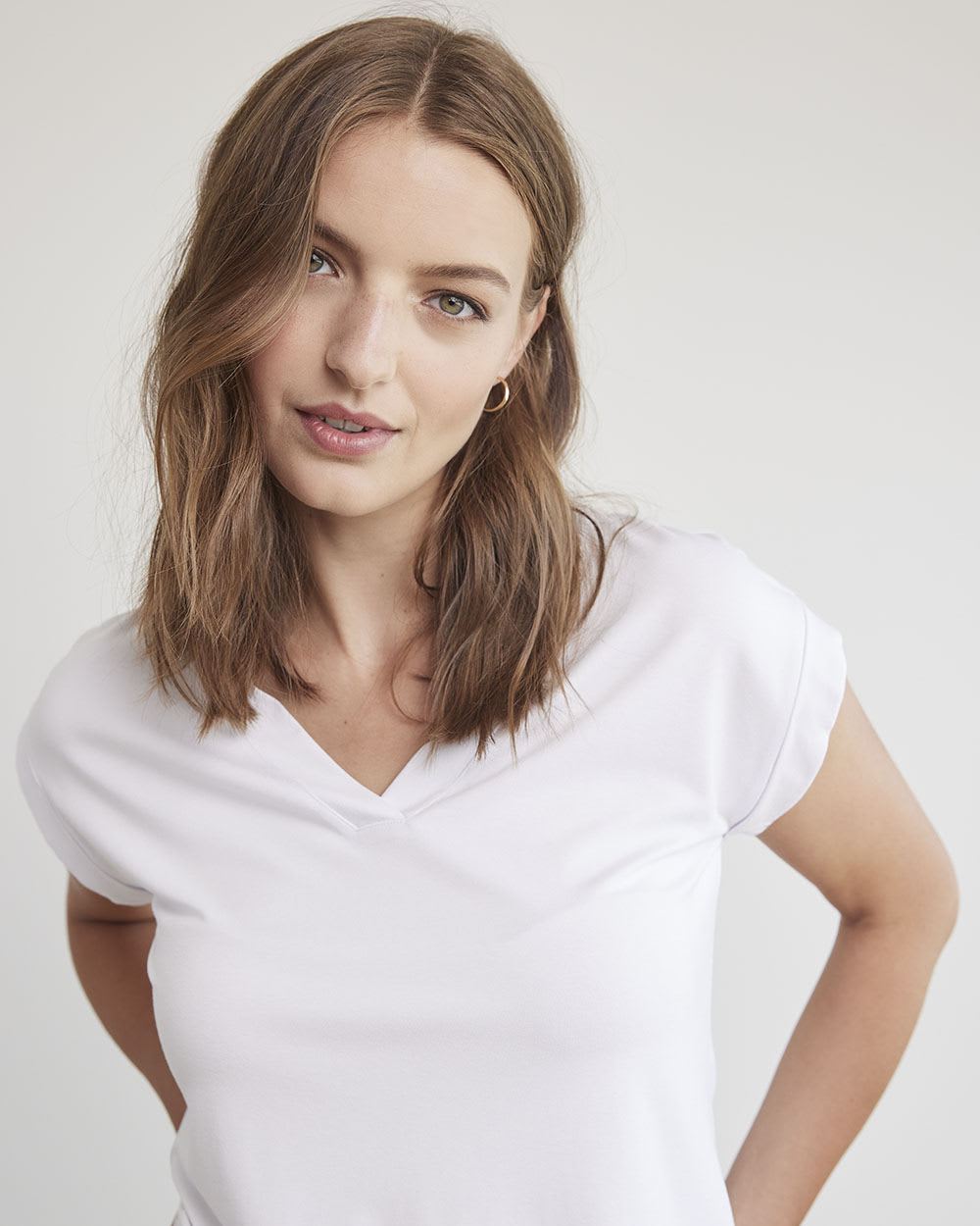 Relaxed-Fit Extended-Sleeve V-Neck T-Shirt