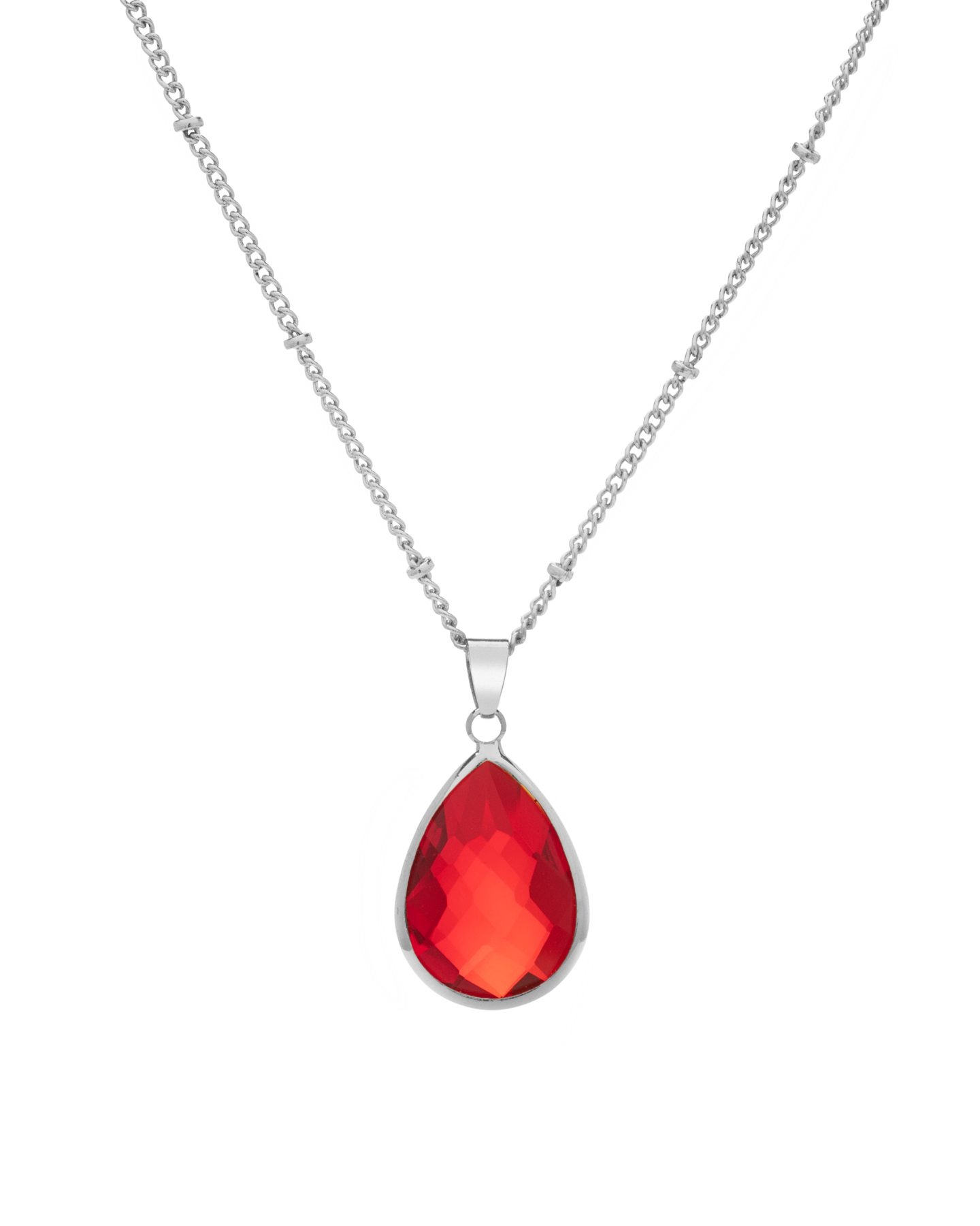 Goldtone January Garnet Birthstone Teardrop Necklace - Don't AsK