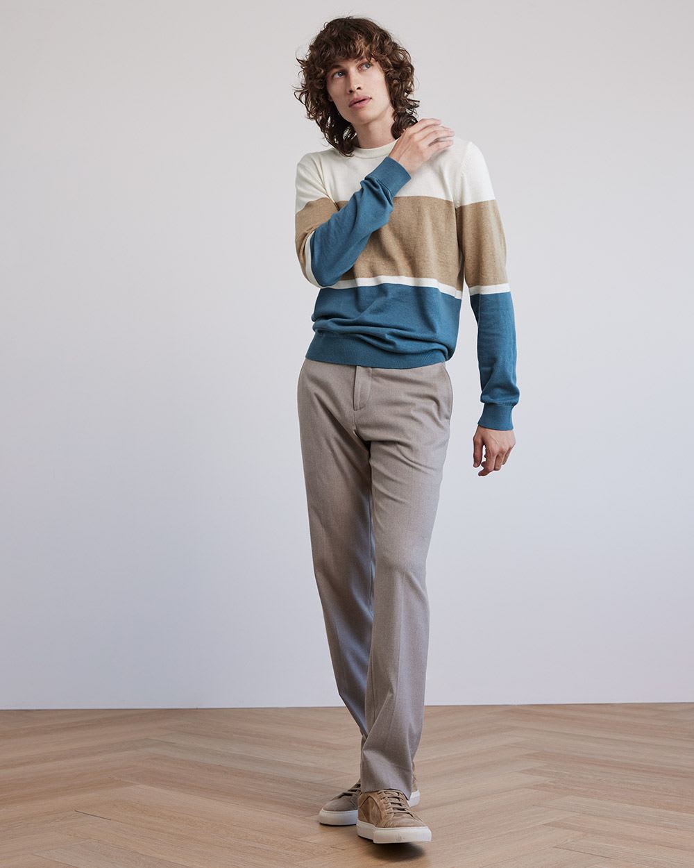 Crew-Neck Sweater with Colour Blocks