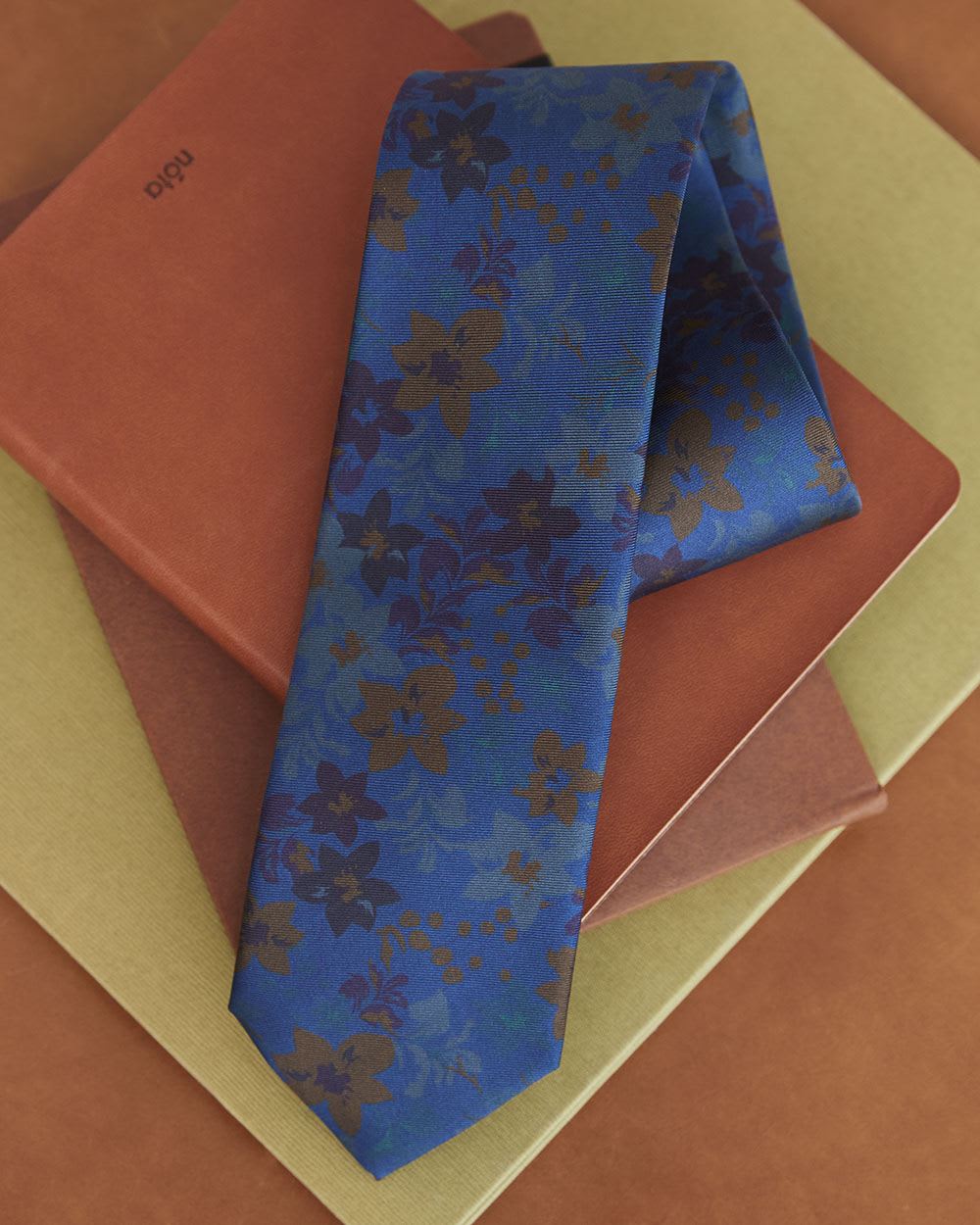 Navy Regular Tie with Floral Pattern