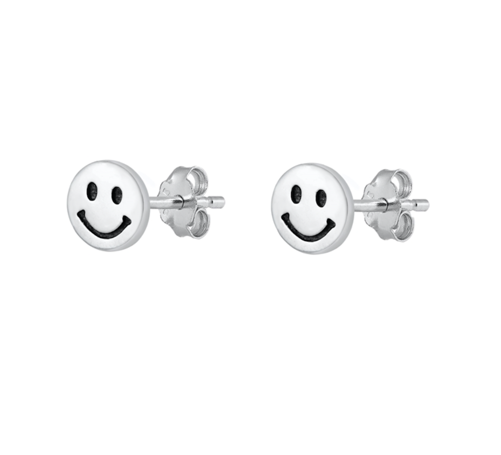 Ag Sterling - Sterling Silver Smiley Face Stud Earrings