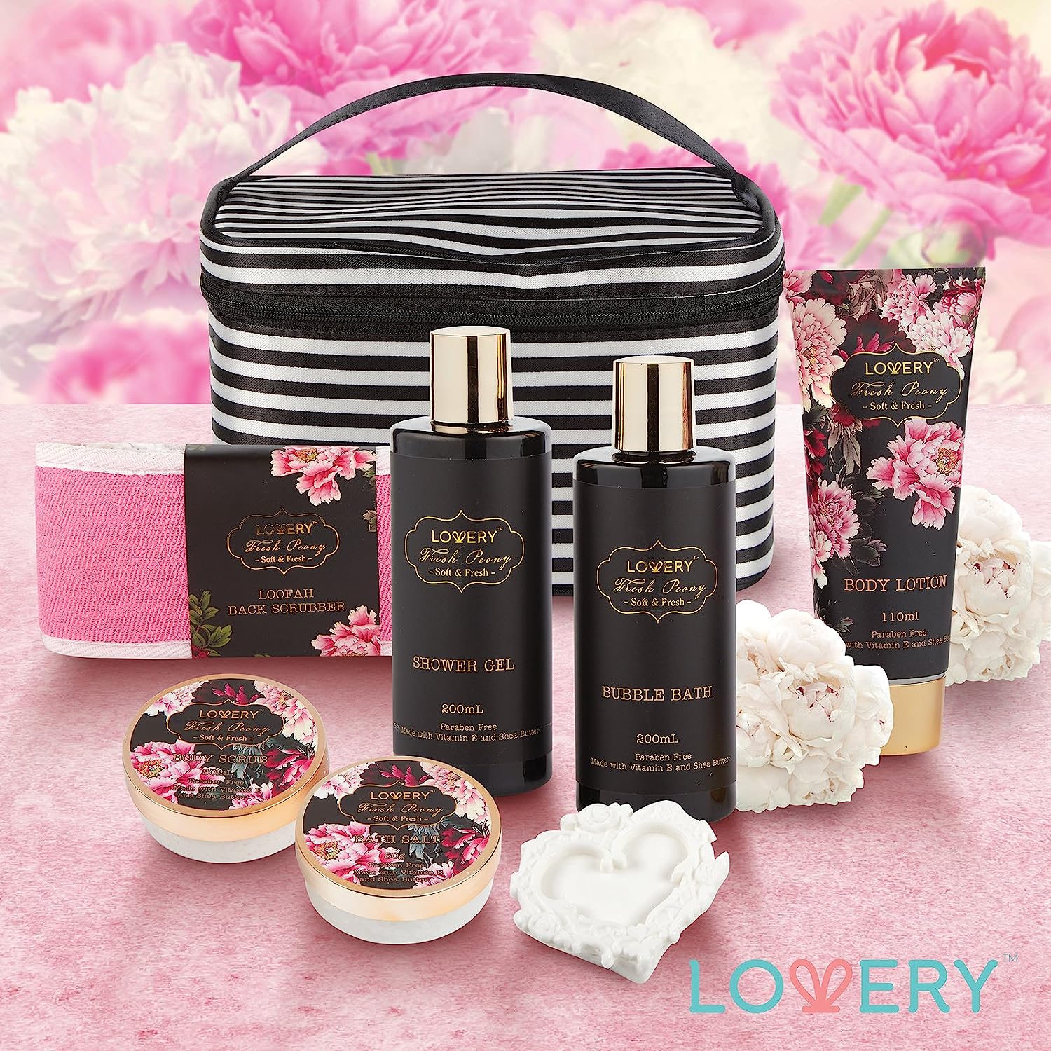 Lovery Home Spa Gift Basket, Luxury 8pc Bath & Body Set