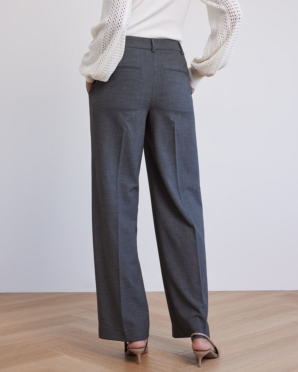 Wide-Leg Mid-Rise Twill Pant