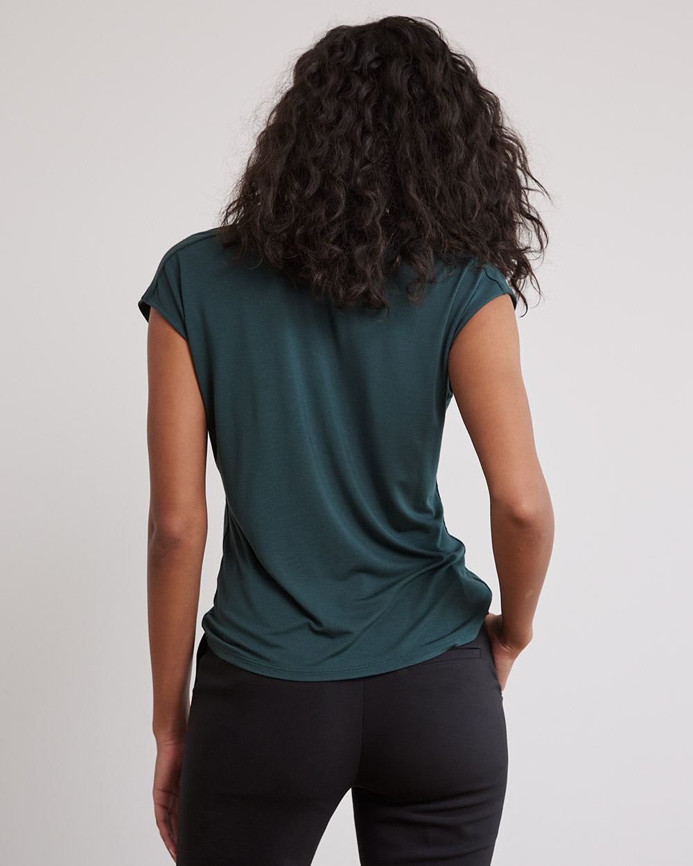 Extended-Sleeve V-Neck Fitted Tee