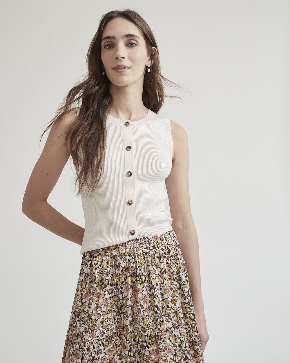 Crew-Neck Bodycon Ribbed Vest