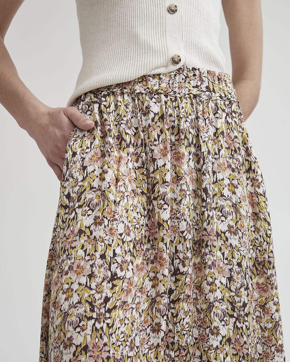 High-Waisted Flare Fluid Maxi Skirt