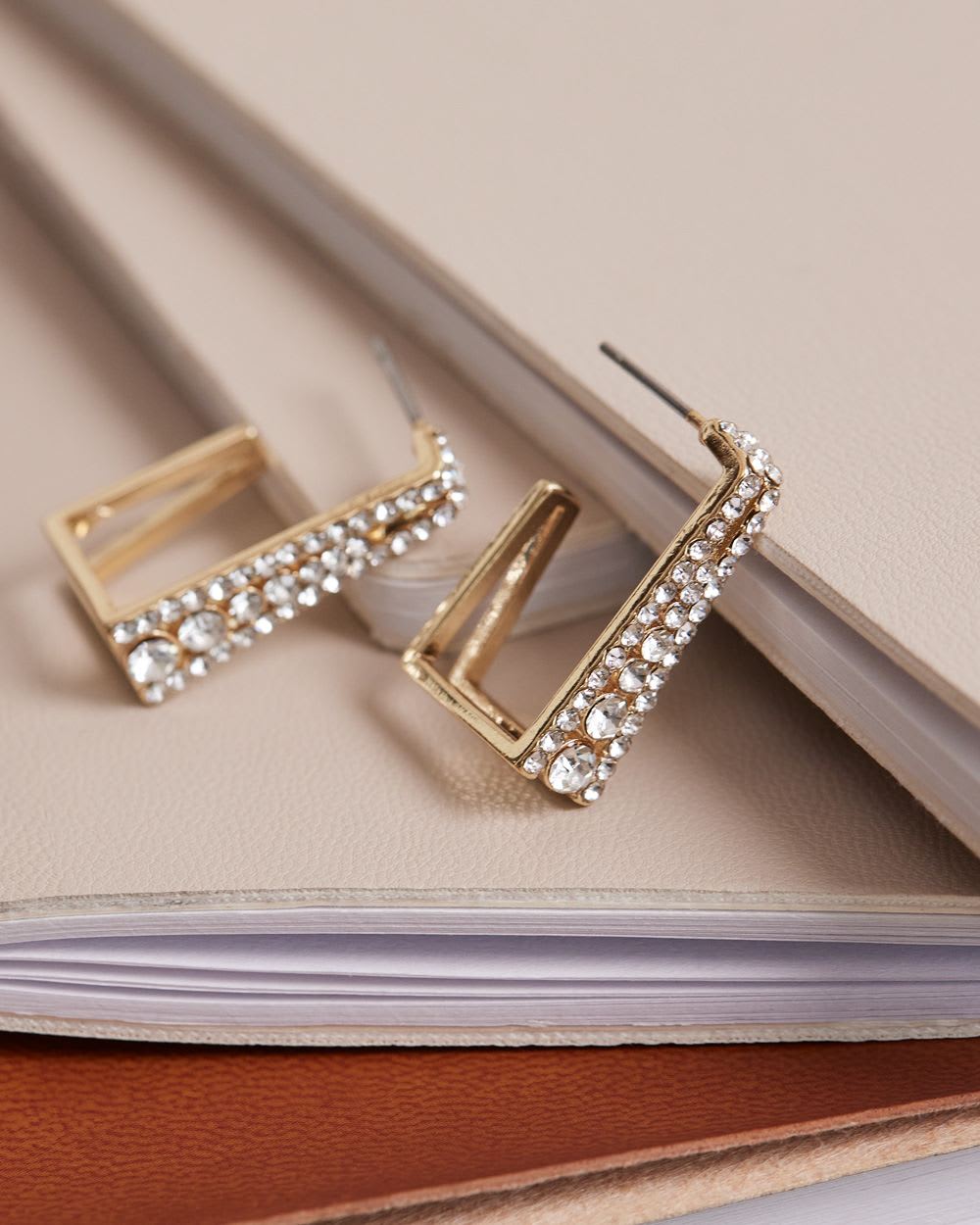 Modern Square Hoops with Stones