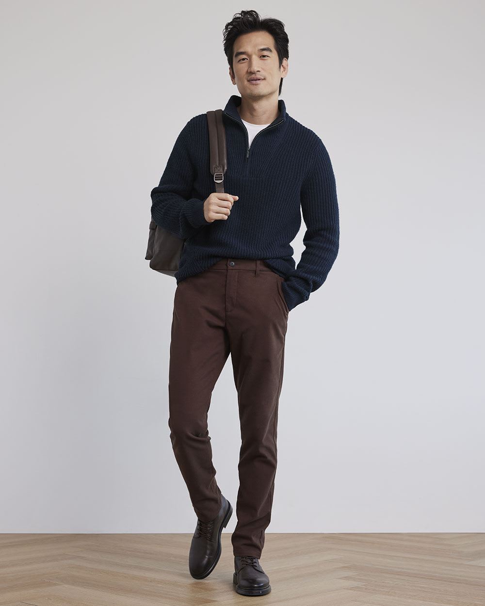 Long-Sleeve Half-Zip Mock-Neck Sweater