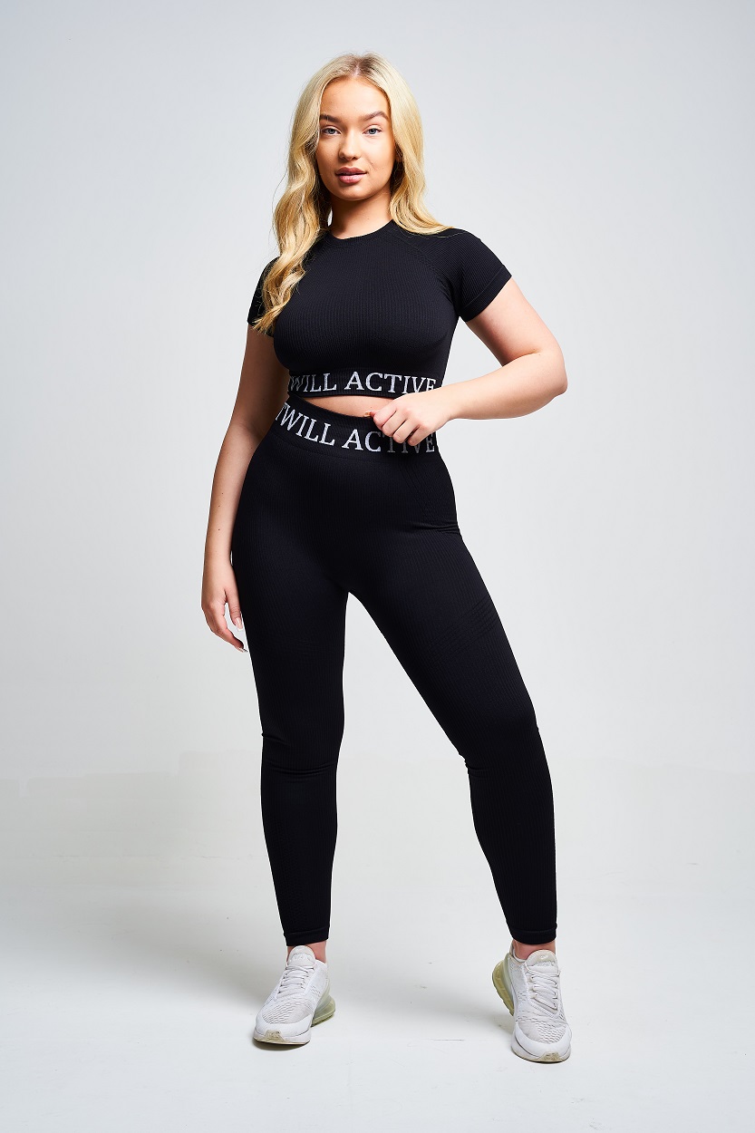 Twill Active - Avra Panel Recycled Seamless Crop Top - Black