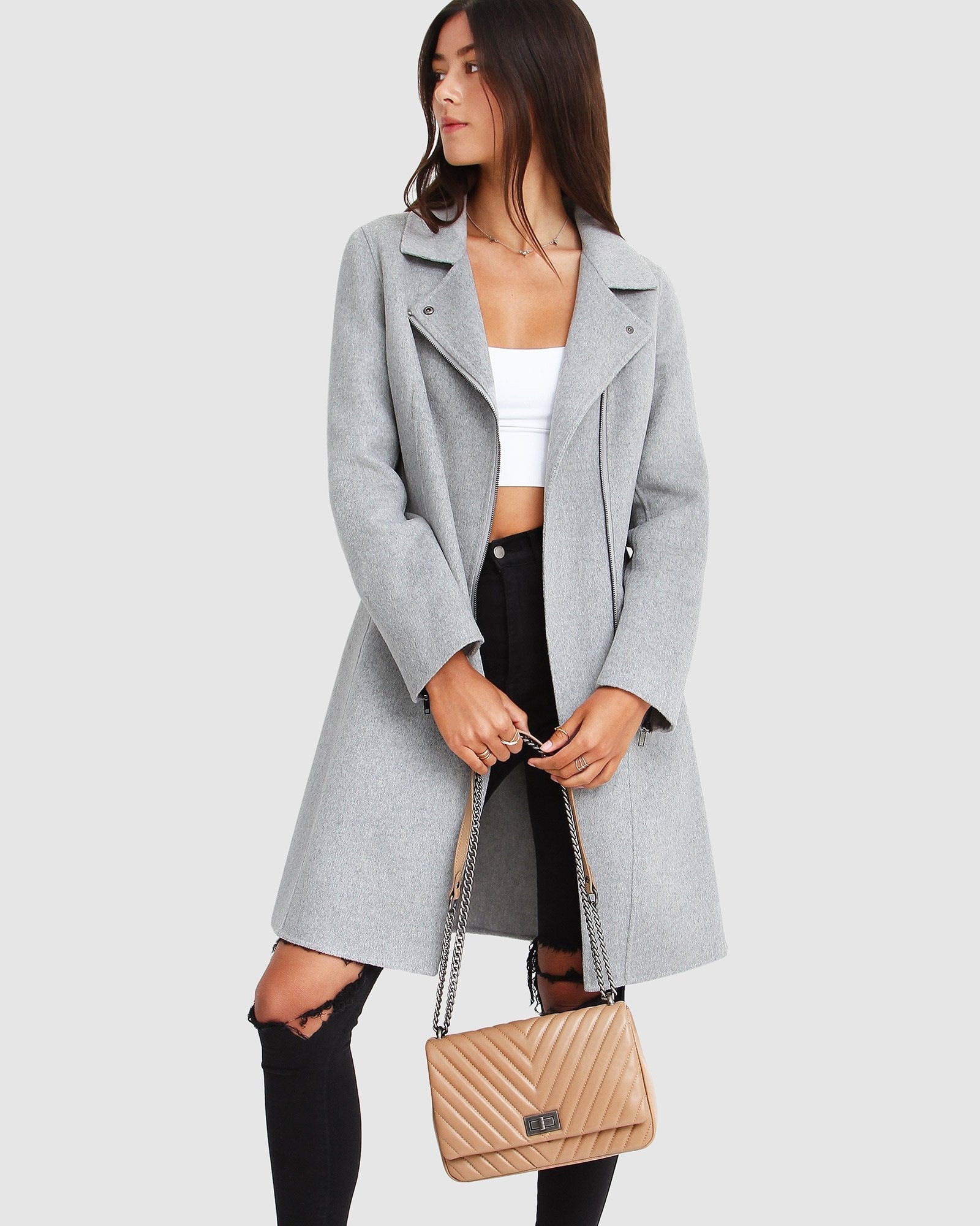 Belle & Bloom NEW FIT Last Chance Wool Blend Moto Coat