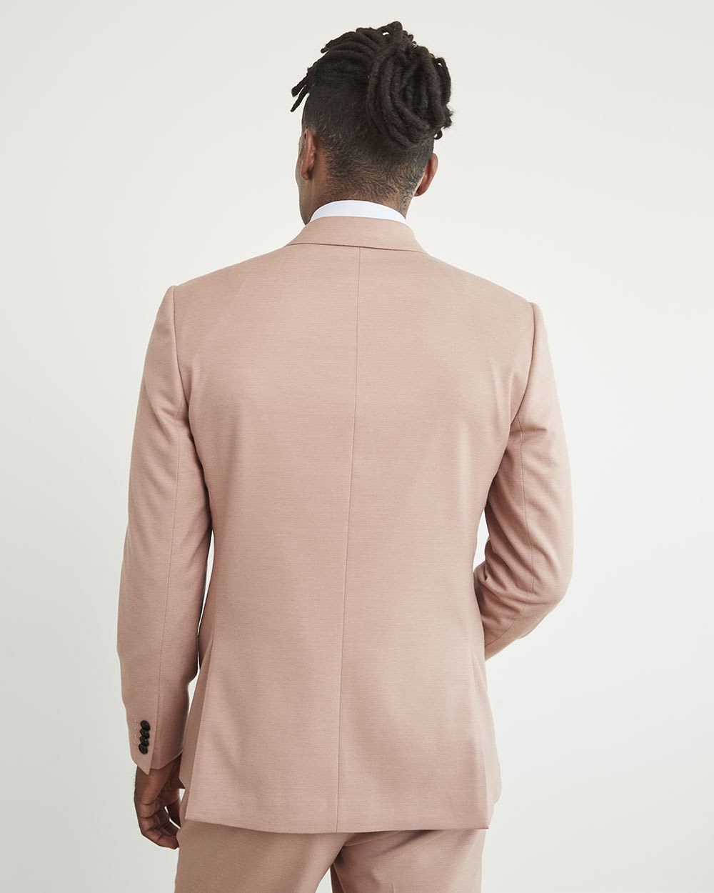 Tailored-Fit Double-Breasted Pink Suit Blazer