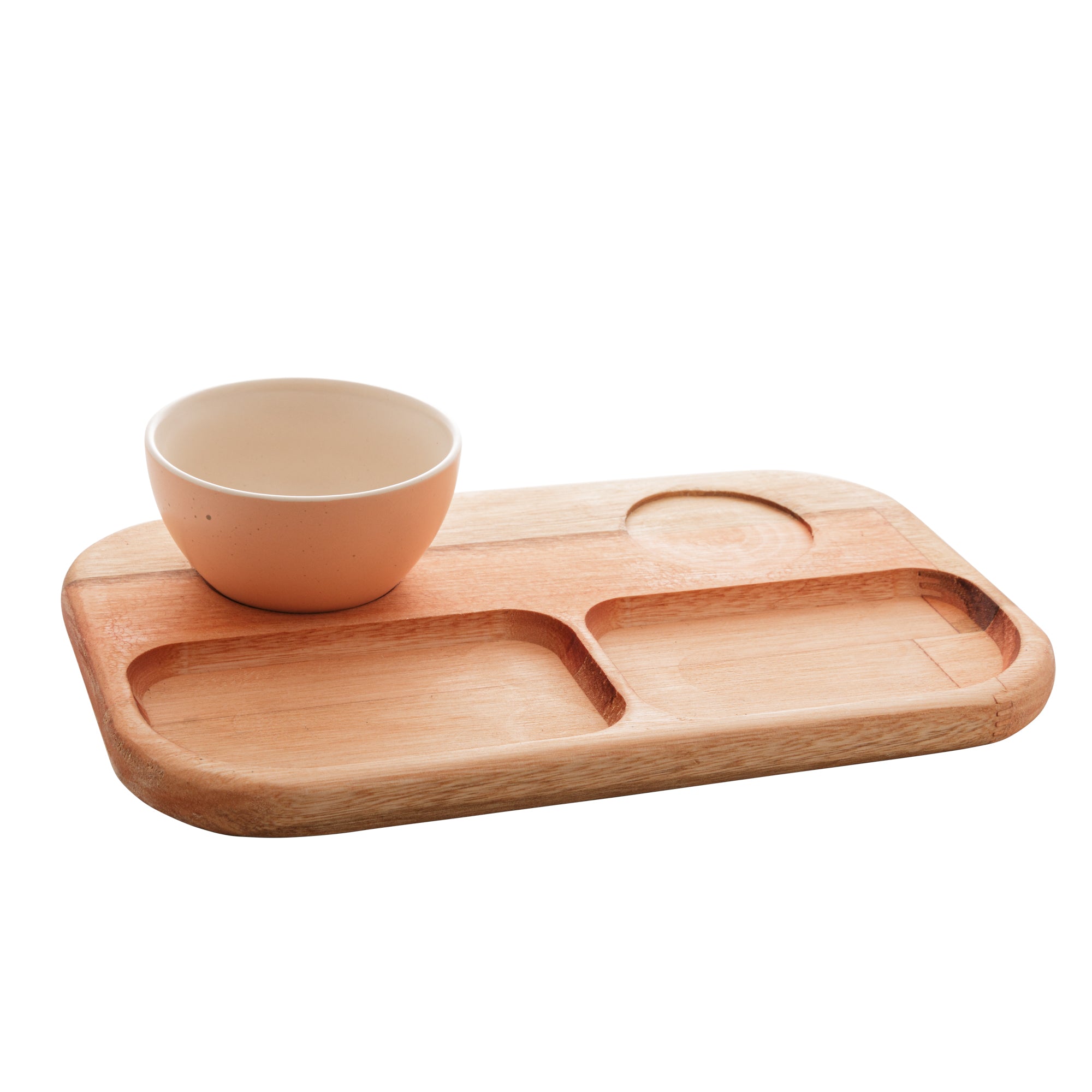 Liptus Collection Serving Platter with 2 Ceramic Bowls Rose 30x18x6cm