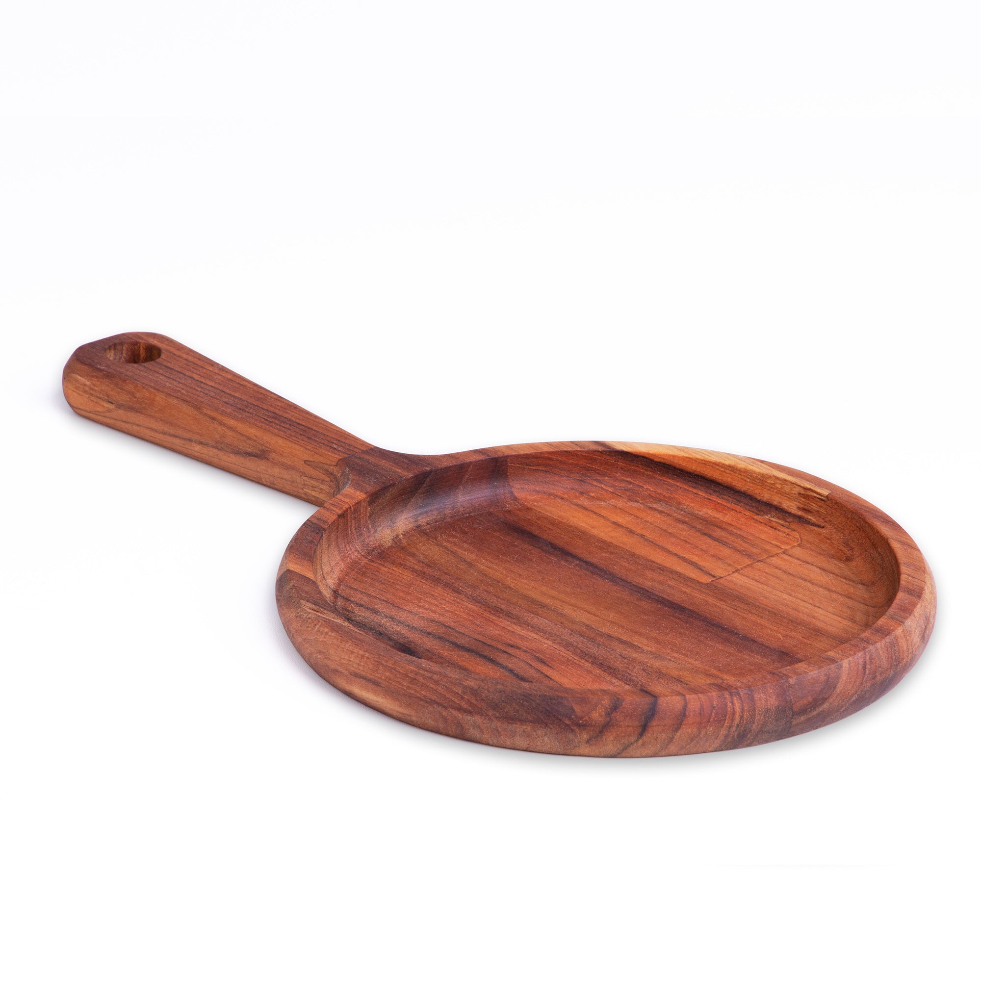 Teca Collection Wooden Serving Tray with White Porcelain Platter 28x17x3cm