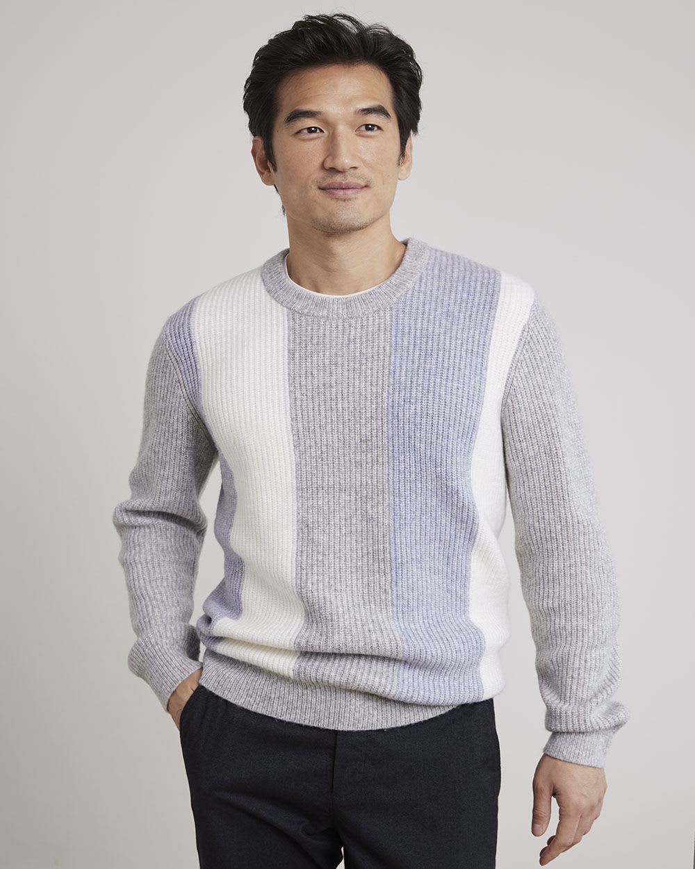 Striped Long-Sleeve Crew-Neck Sweater