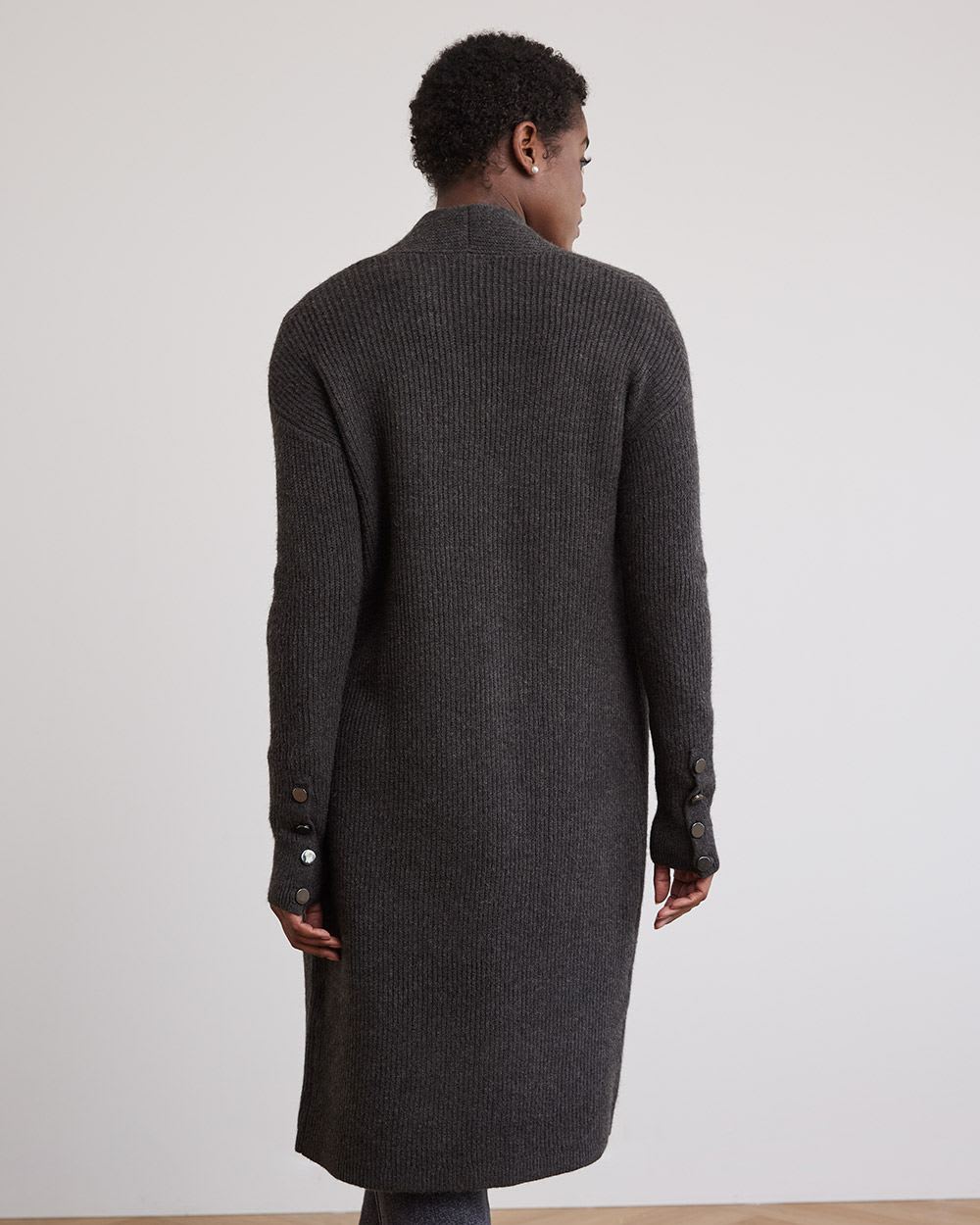 Long-Sleeve Long Open Cardigan