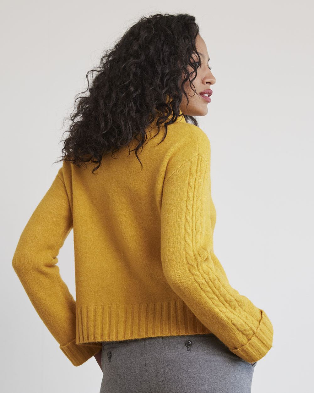 Cropped Boxy Turtleneck Sweater