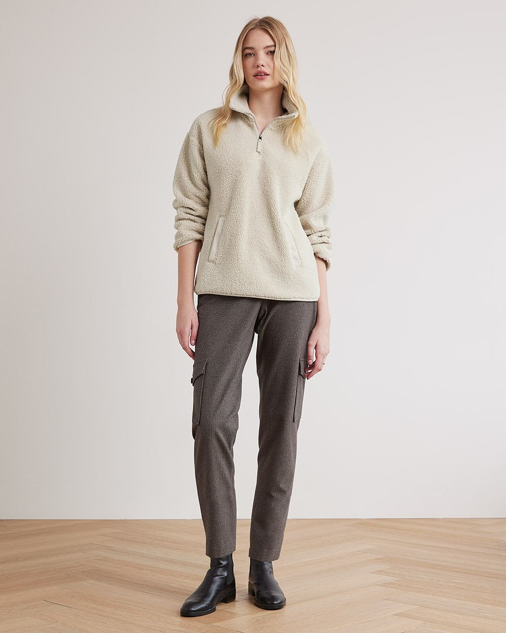 High-Neck with Half-Zip Sherpa Pullover