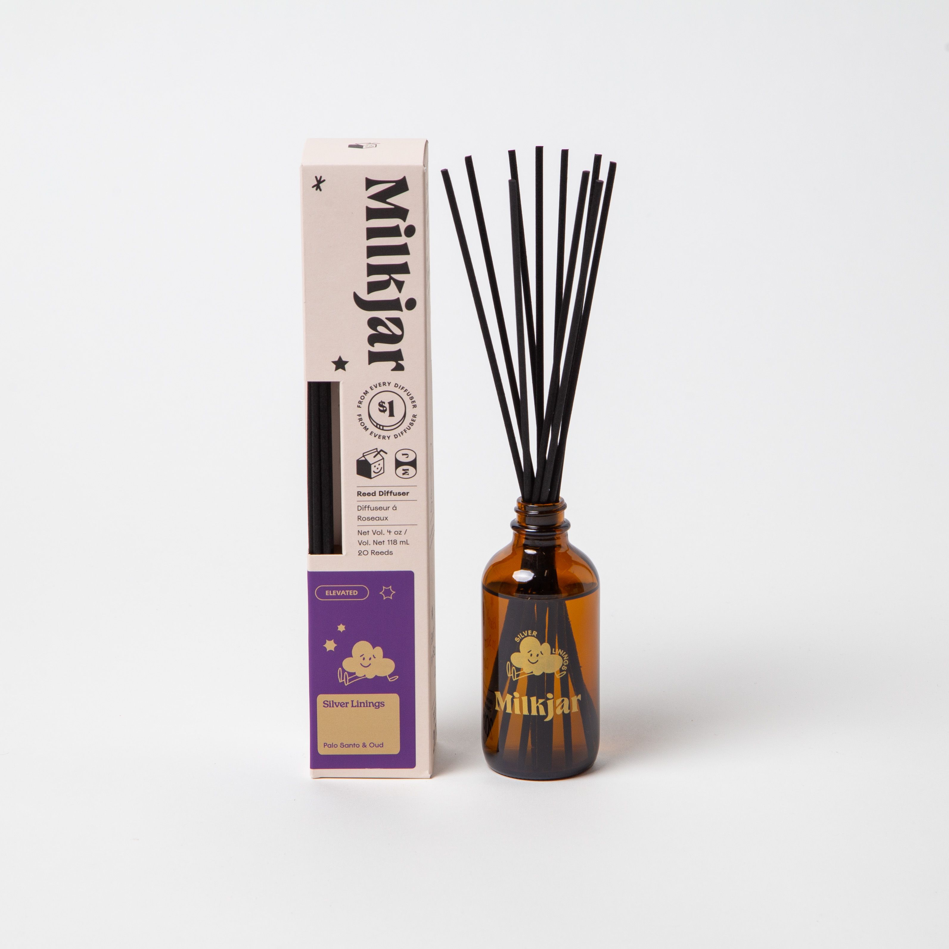 Milk Jar Silver Linings Reed Diffuser | Palo Santo & Oud
