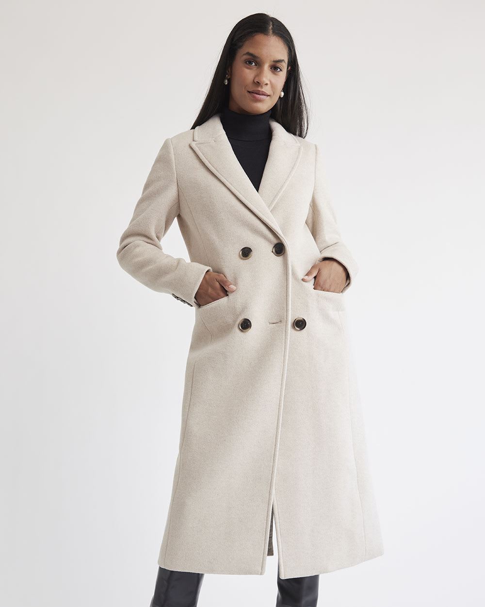 Long Double-Breasted Wool Coat