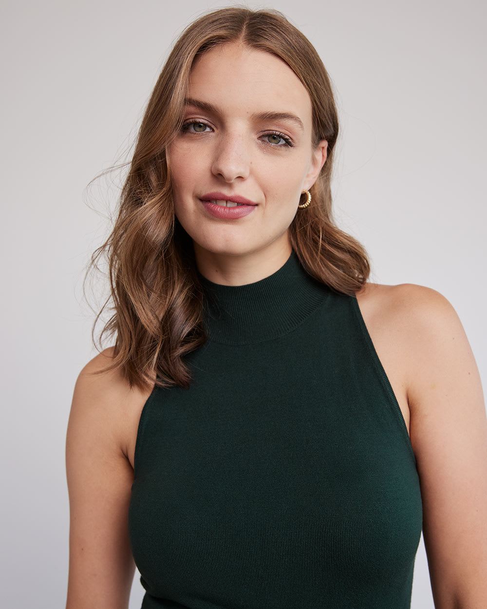 Mock-Neck Bodycon Sleeveless Sweater