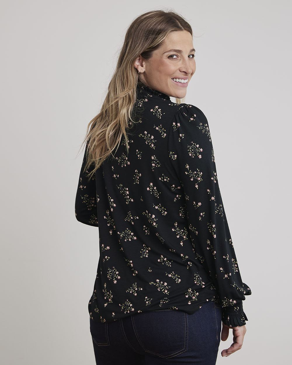 Long-Sleeve Mock-Neck Blouse - Thyme Maternity