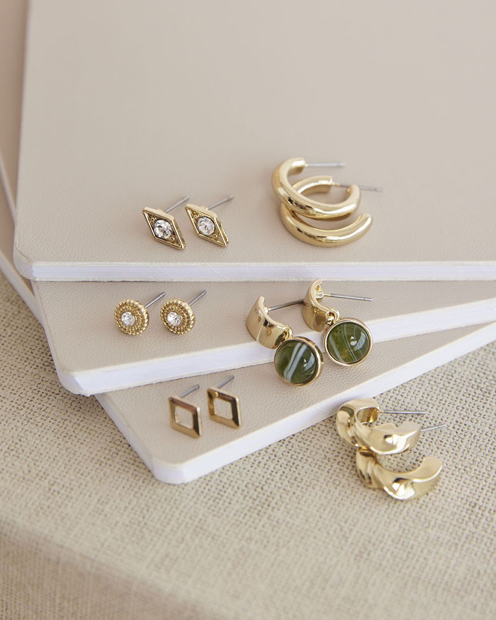 Hoops and Stud Earrings, Set of 6