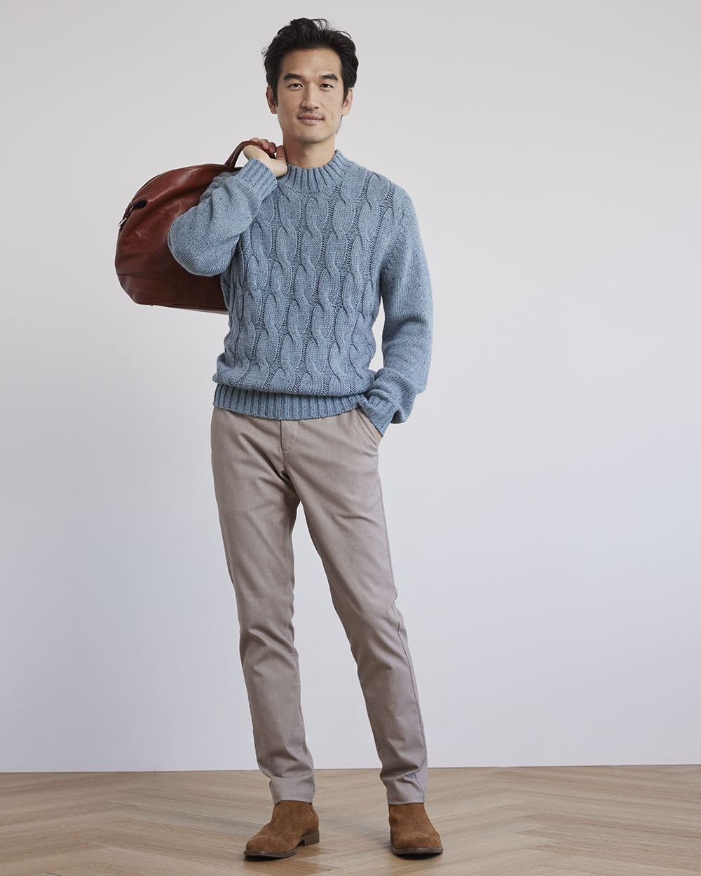 Long-Sleeve Mock-Neck Sweater with Neps