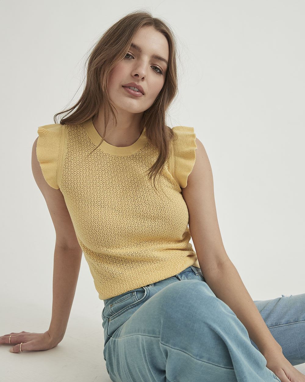 Cotton Cami with Frills at Shoulders