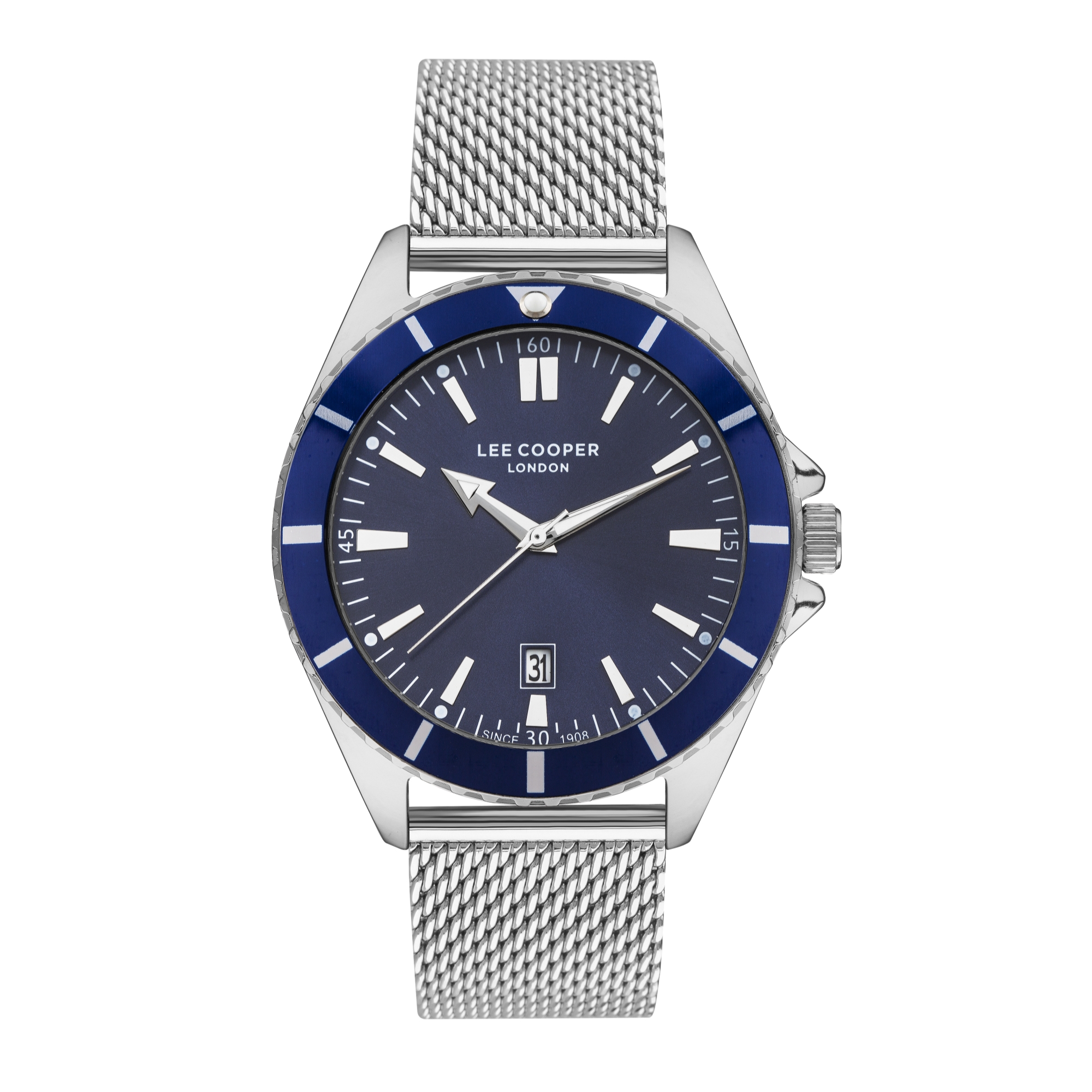 LEE COOPER-Men's Silver 45mm watch w/Blue Dial