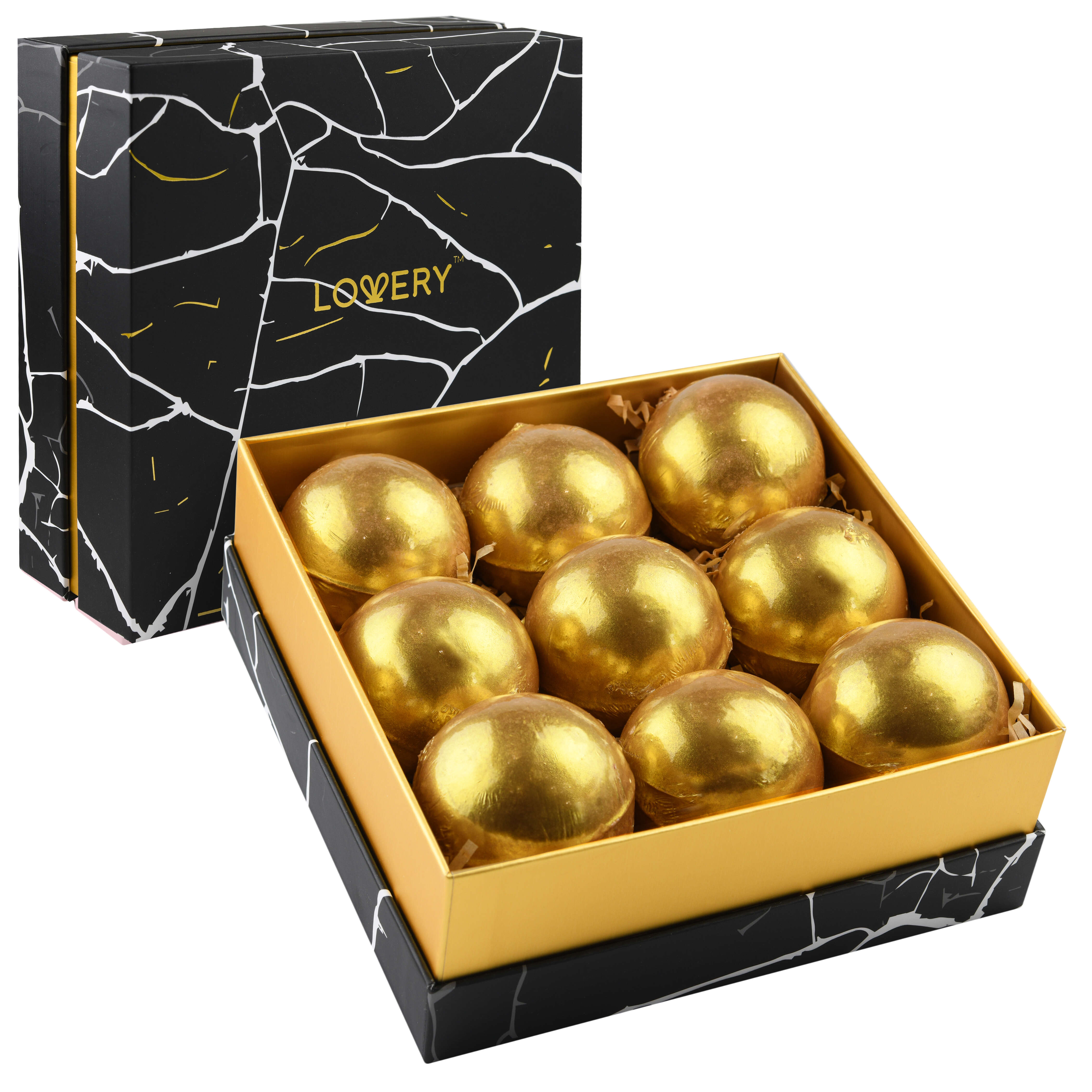 Lovery 24k Gold Bath Bombs Gift Box, 9 Handmade Spa Bombs