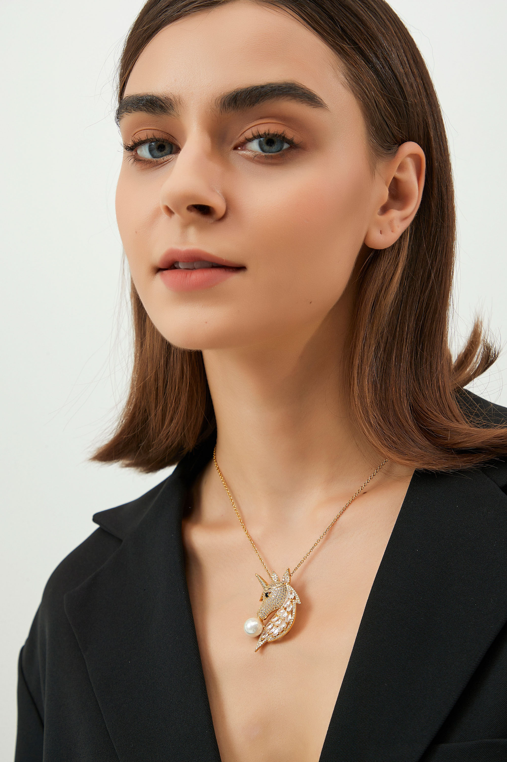 Classicharms-Pavé Unicorn Brooch & Necklace Set