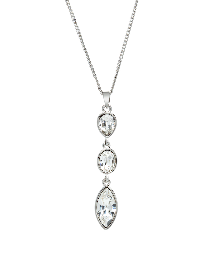 Timeless Rhodium Plated Marquis Drop Pendant Necklace - callura