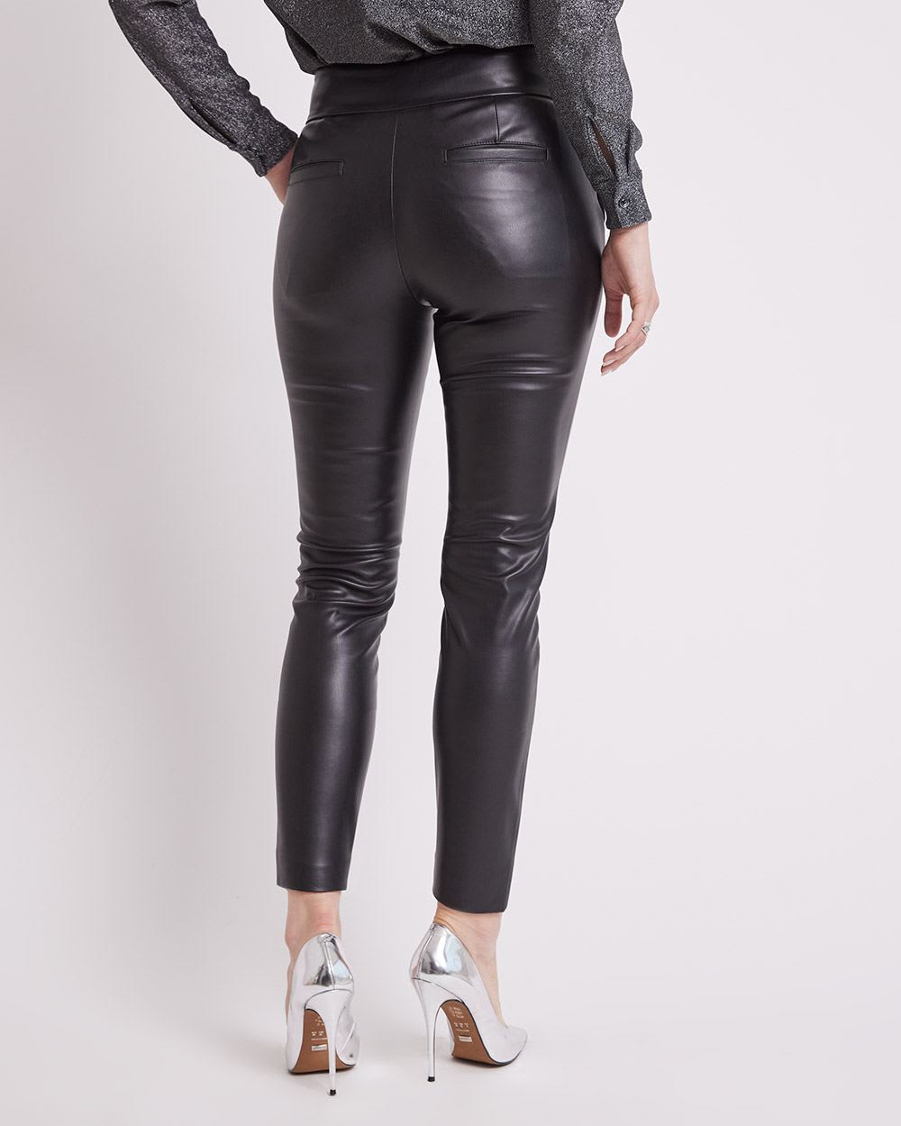 High-Rise Faux Leather Slim-Leg Ankle Pant