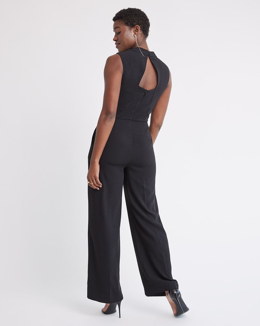 Sleeveless Wide-Leg Jumpsuit with Open Back