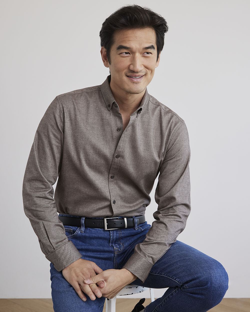 Solid Long-Sleeve Cotton Oxford Shirt