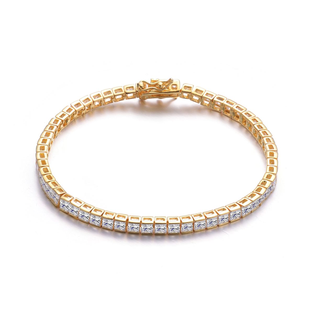 Genevive Sterling Silver Cubic Zirconia Princess-cut Tennis Bracelet