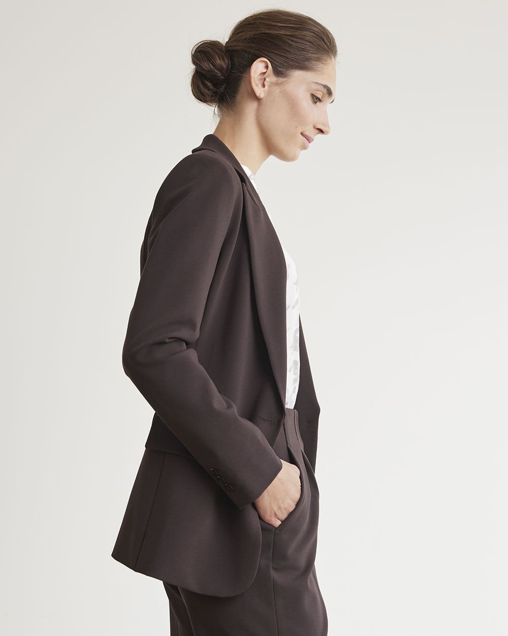 Heavy Twill One-Button Loose Blazer