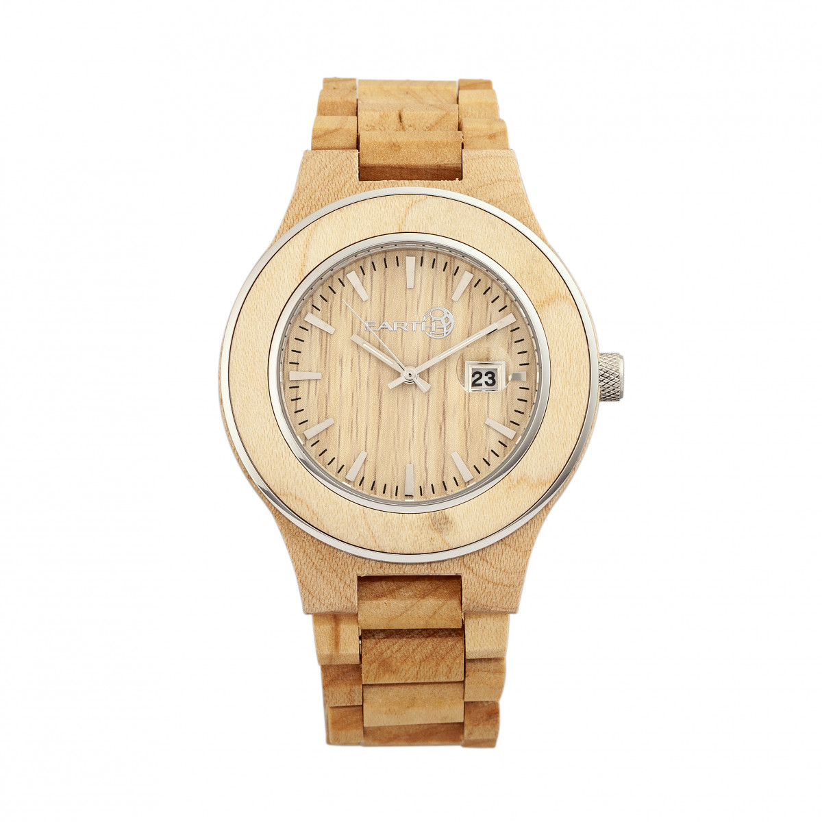 Earth Wood - Cherokee Bracelet Watch w/Magnified Date - Khaki/Tan