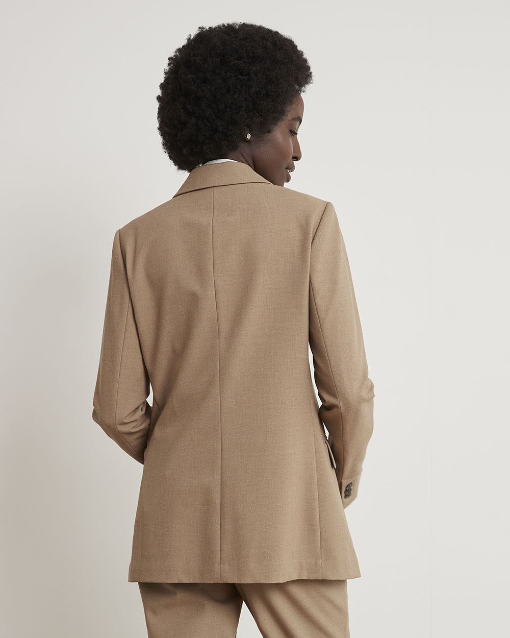 Solid One-Button Classic Twill Blazer