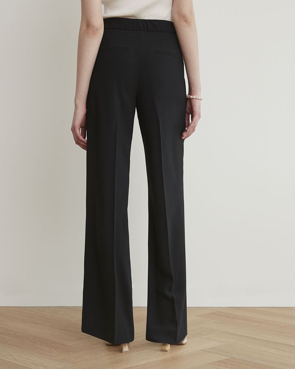 High-Rise Wide-Leg Long Crepe Pant