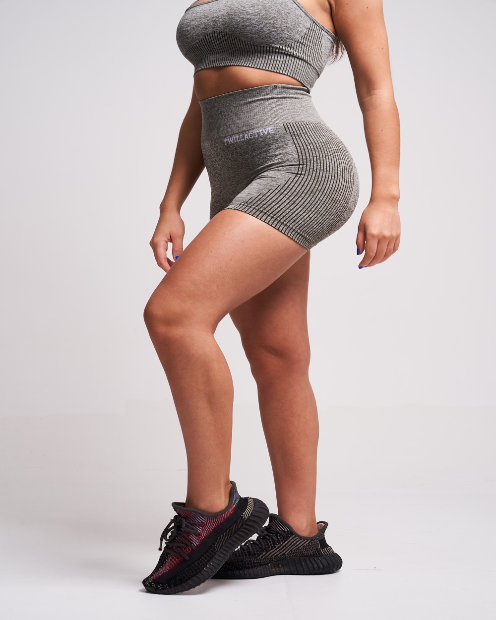 Twill Active - Fortel Recycled Ruched Booty Shorts - Petrol Marl