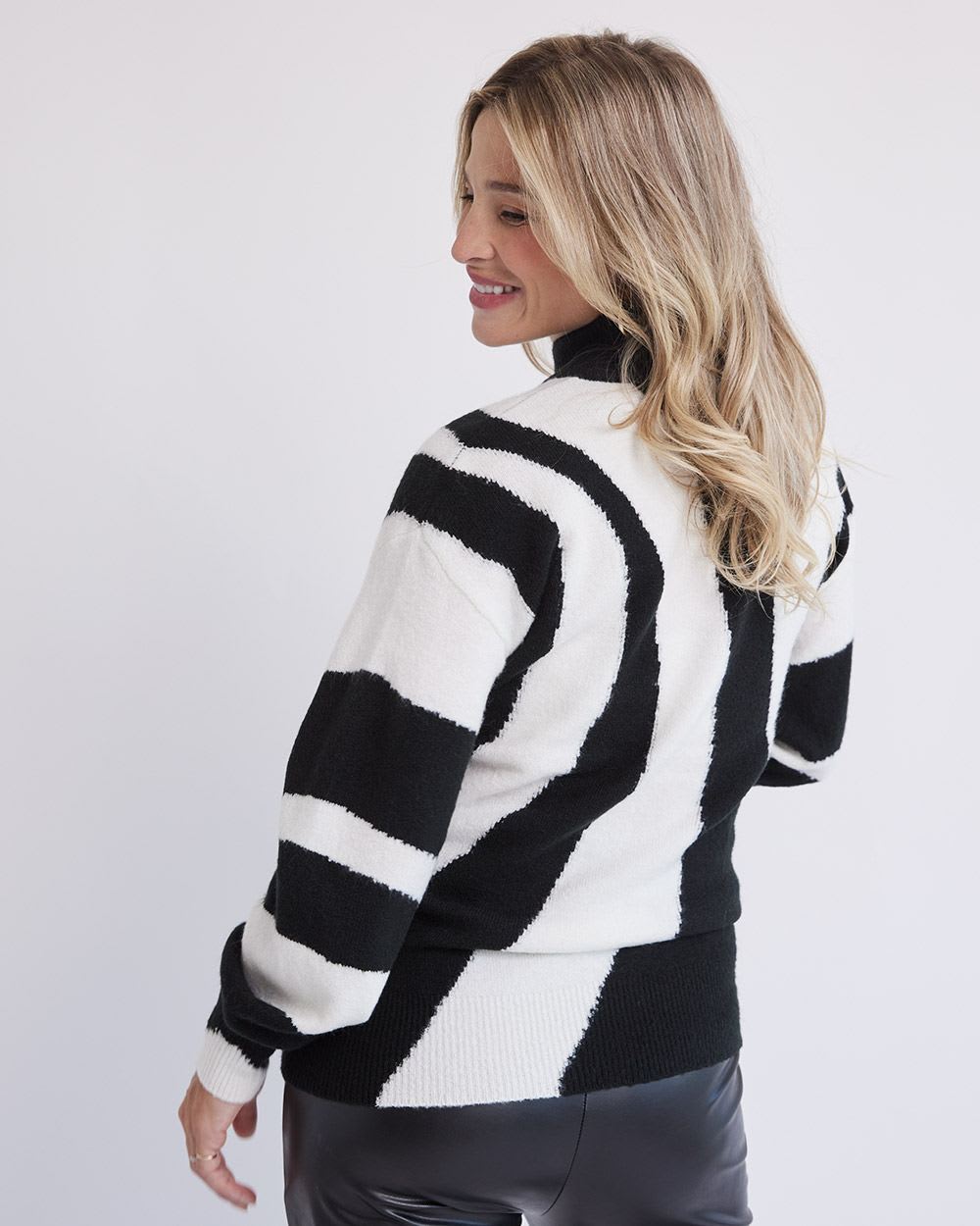 Black & White Mock-Neck Sweater - Thyme Maternity