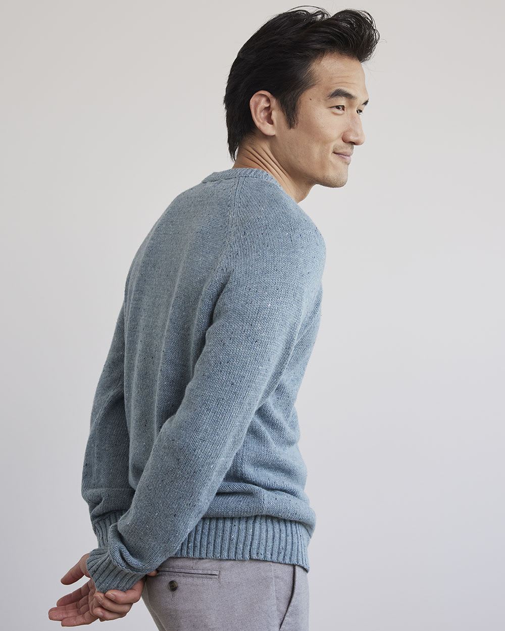 Long-Sleeve Crew-Neck Sweater with Neps