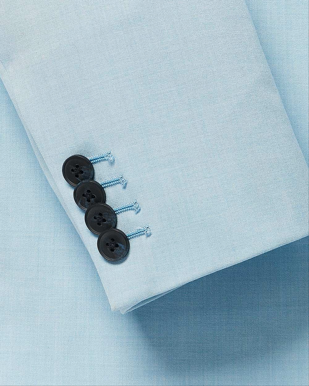 Slim Fit Double-Breasted Light Blue Suit Blazer